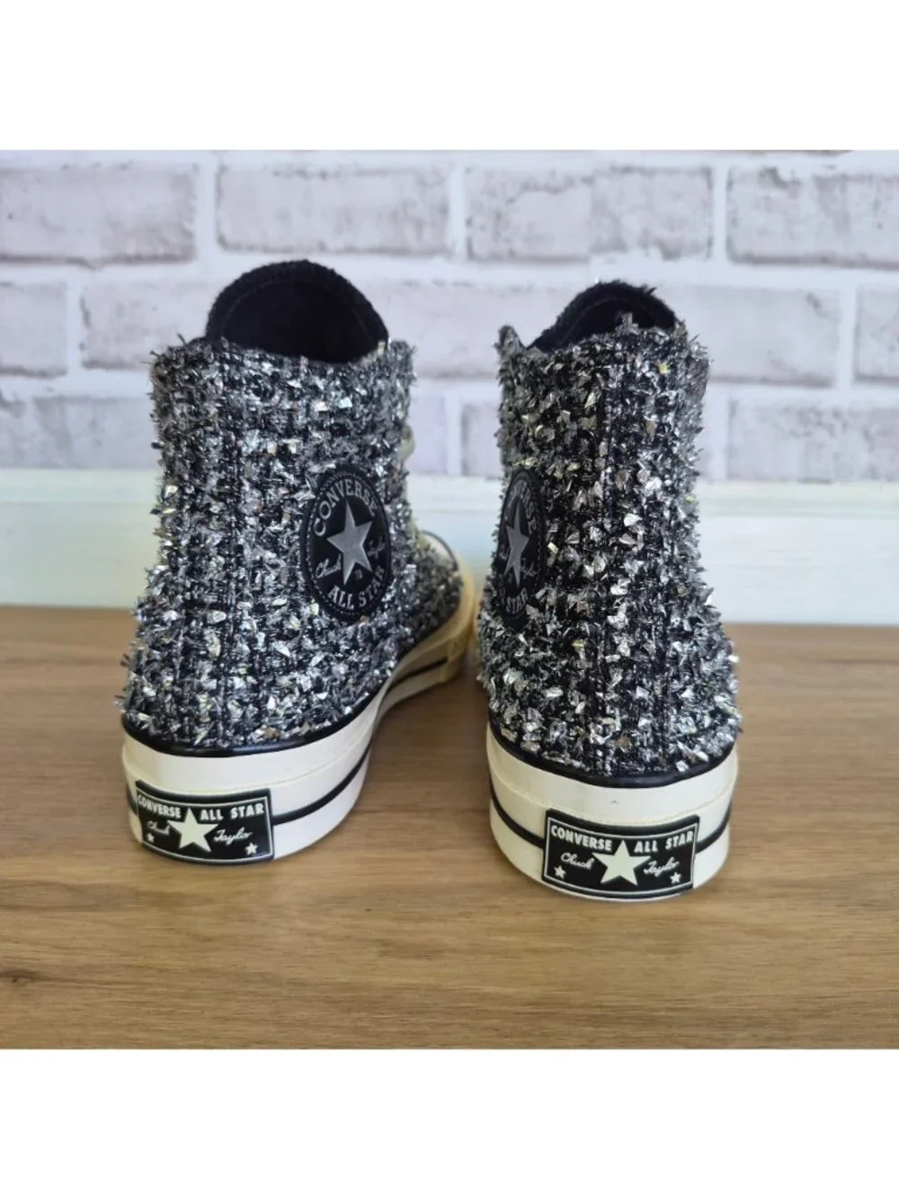 ⭐Converse Chuck 70 Hi Metallic Tweed Sz 7.5 Women's shoes Sneakers Black A14442C